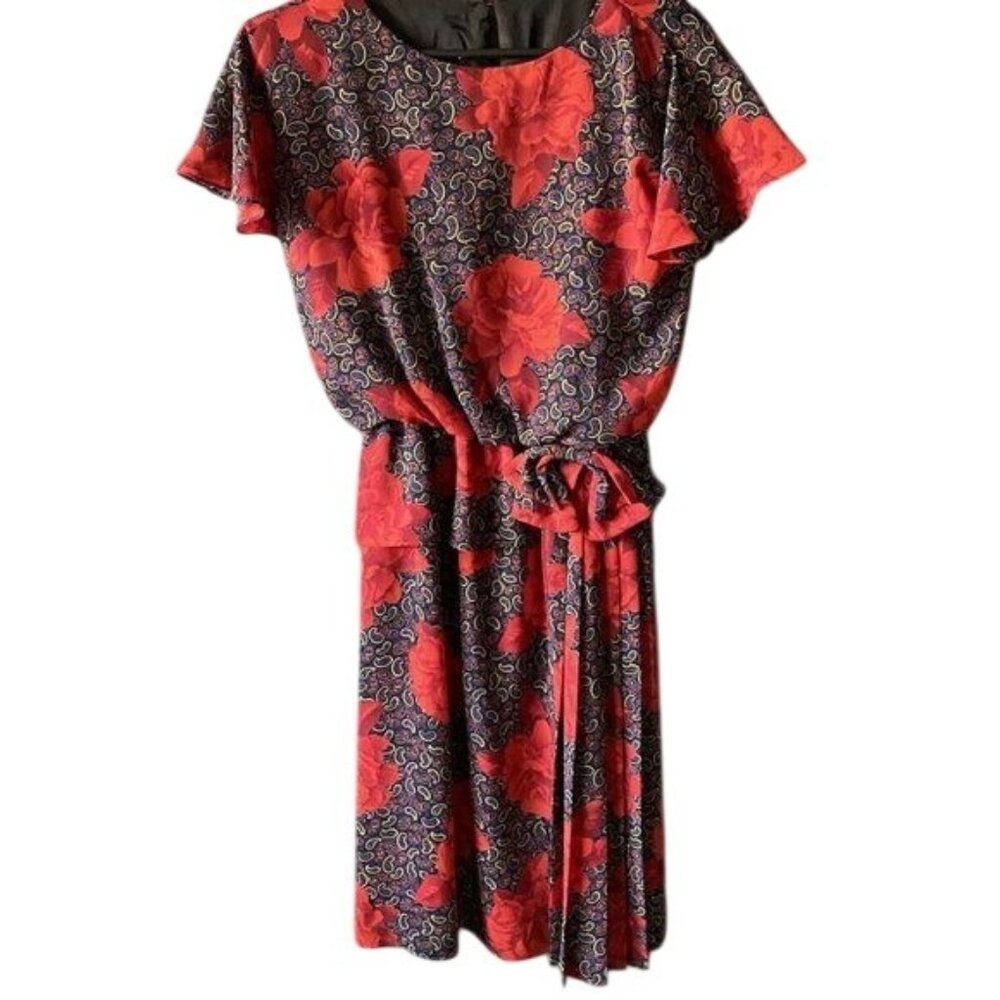J. S. J. A-Line Dress Knee Length Floral Paisley boho size small ?